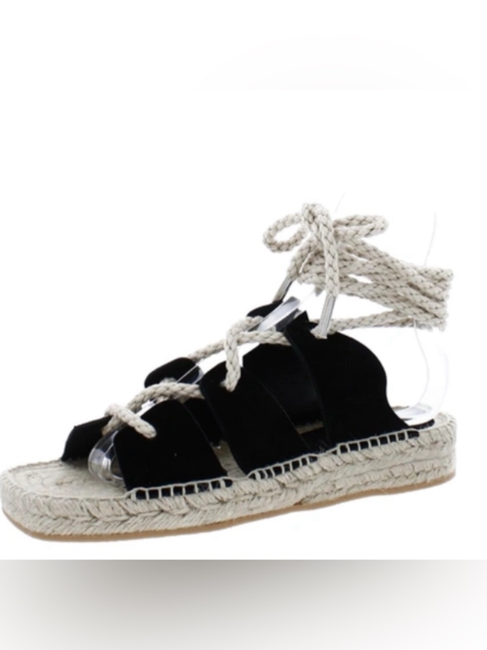 Freda Salvador Black Suede Lace-Up Strappy Lucy Espadrille: Size 6